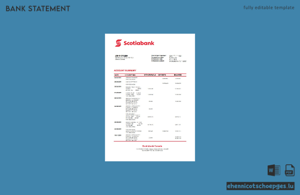 Beispiel eines Kontoauszugs der Scotiabank Kanada